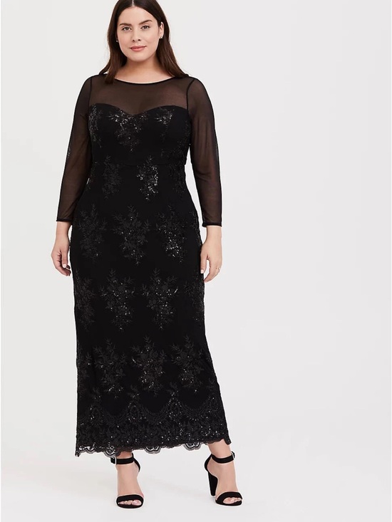 torrid Dresses & Skirts - torrid Black Sequin Floral Mesh Bodice